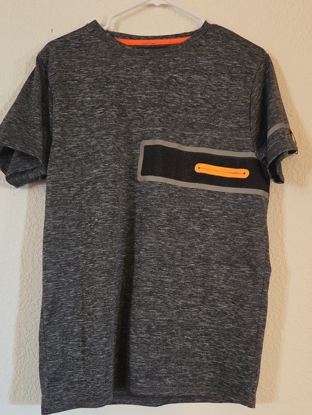 Men's Heather Charcoal Short Sleeve Tee with Orange Accent